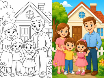 Tranh tô màu gia đình yêu thương giúp bé học cách thể hiện tình cảm với người thân
