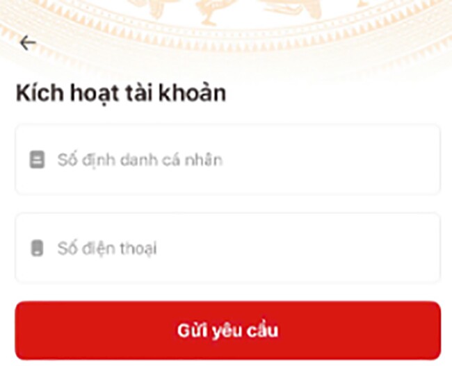 Giao diện các bước kích hoạt tài khoản định danh điện tử mức độ 2 cho trẻ dưới 14 tuổi trên ứng dụng VNeID. Ảnh: Đan Tâm.