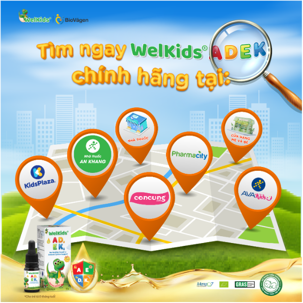 TPBVSK WelKids® ADEK được nhập khẩu và chịu trách nhiệm về công bố sản phẩm bởi Công ty TNHH Công nghệ BioVagen Việt Nam