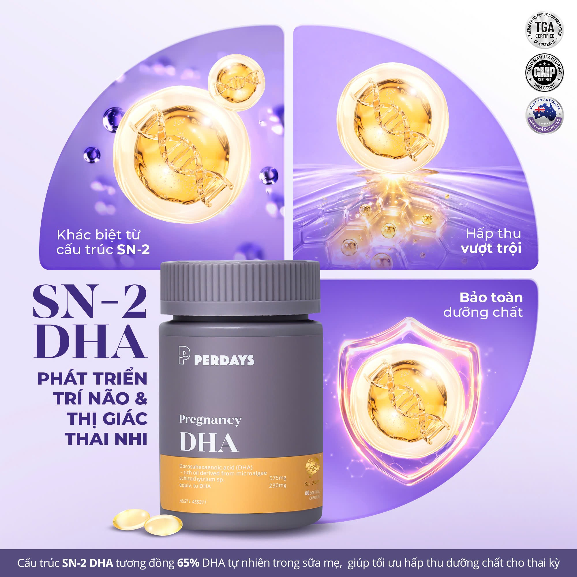 Perdays Pregnancy DHA - SN-2 từ vi tảo Schizochytrium tinh khiết