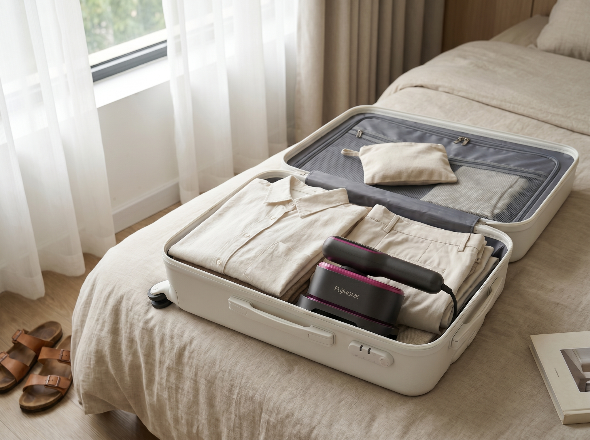 Bàn là gấp gọn FujiHOME - bảo bối cứu cánh cho vali du lịch của hội chị em. Ảnh minh họa từ FujiHOME