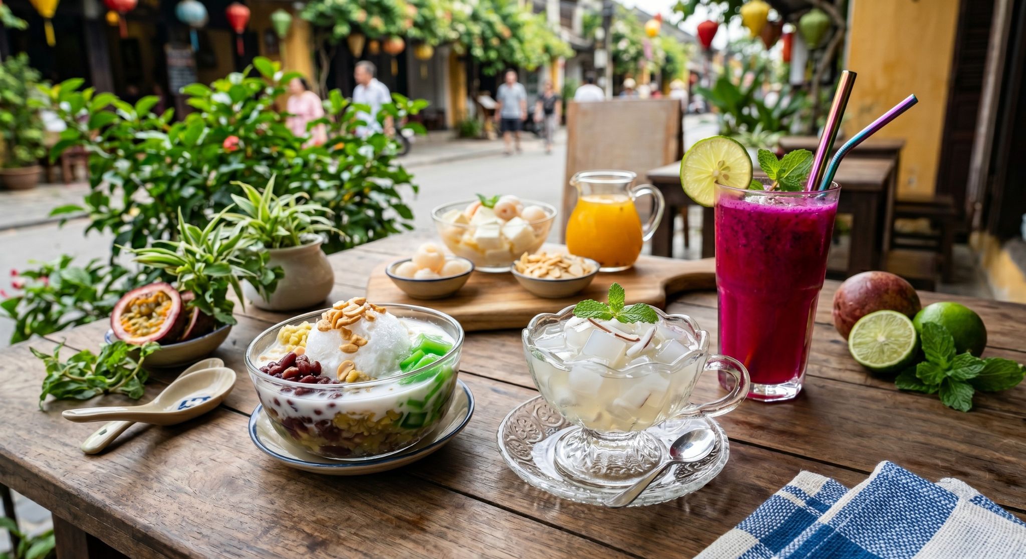 Chè, nước ép trái cây và thạch dừa là các món được ưa chuộng