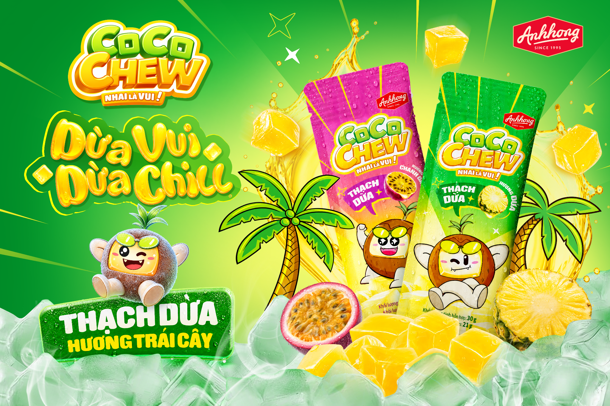 CocoChew là dòng thạch dừa dạng túi cải tiến từ thương hiệu Ánh Hồng Food