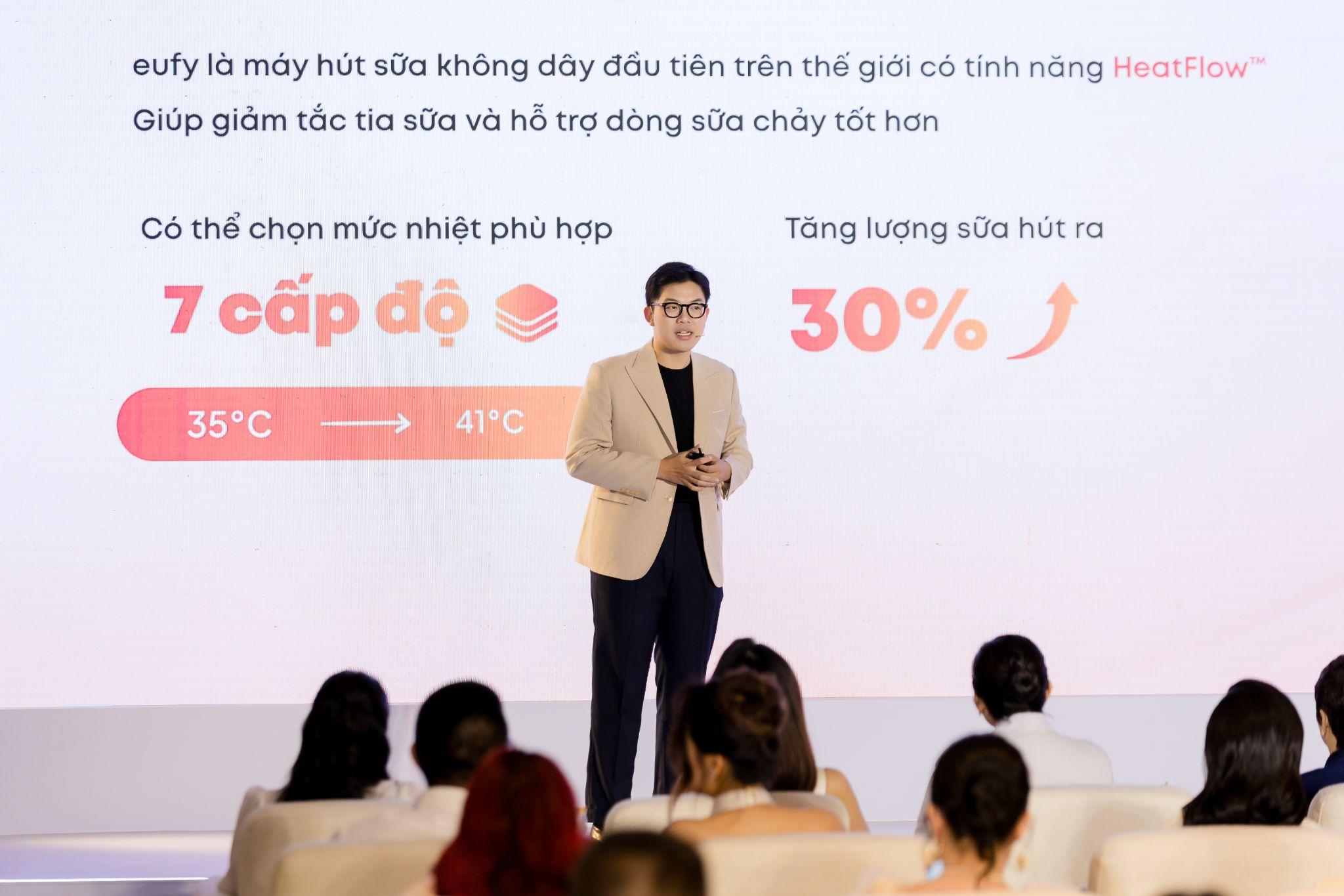 Công nghệ HeatFlow™ trên máy hút sữa eufy giúp tăng 30% lượng sữa và hỗ trợ giảm tắc tia sữa nhờ 7 cấp độ nhiệt.
