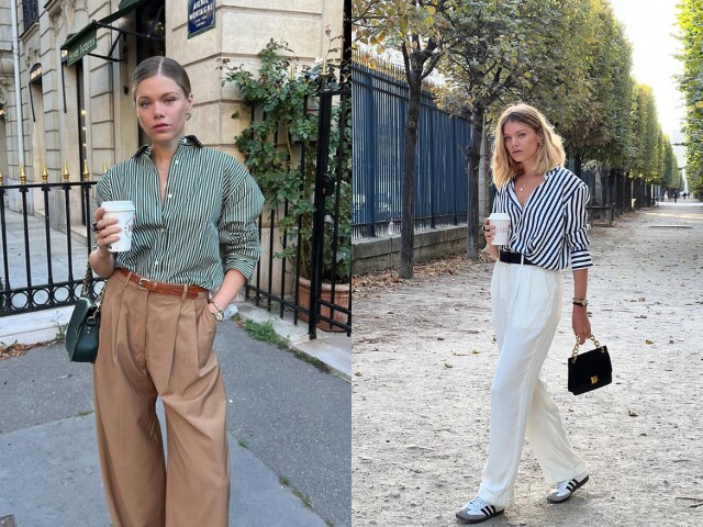 Áo sơ mi kẻ sọc giúp outfit có điểm nhấn mà vẫn giữ được nét thanh lịch đặc trưng. Những đường kẻ đơn giản tạo cảm giác hiện đại và có gu hơn. Khi phối cùng quần jeans hoặc quần âu, item này mang đến vẻ ngoài chỉn chu nhưng không hề nhàm chán.