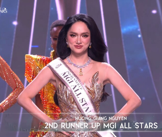 Hương Giang đạt danh hiệu Á hậu 2 MGI All Stars.