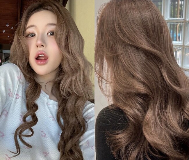 Nâu xám kem là gam màu giúp mái tóc trông mềm mại và hiện đại hơn nhờ ánh xám pha kem nhẹ nhàng. Tone màu này có khả năng tôn da khá tốt, giúp gương mặt sáng và trẻ trung hơn. Khi kết hợp cùng tóc layer hoặc xoăn lơi, visual càng thêm thời thượng và cuốn hút.