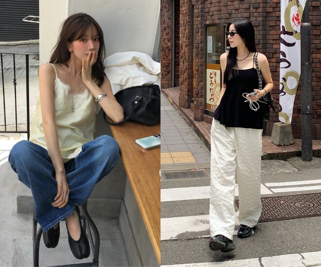 Áo hai dây mang đến vẻ ngoài nữ tính và gợi cảm nhưng khá kén dáng. Item này thường phù hợp hơn với người có vai thon, bắp tay nhỏ gọn.