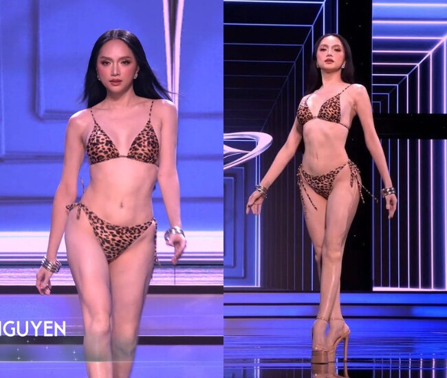 Hoa hậu Hương Giang trong phần thi bikini tại Bán kết MGI All Stars.