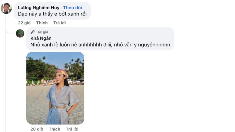 Dưới bài viết, bạn thân Trấn Thành - diễn viên Lương Nghiêm Huy hào hứng để lại tương tác với Khả Ngân.