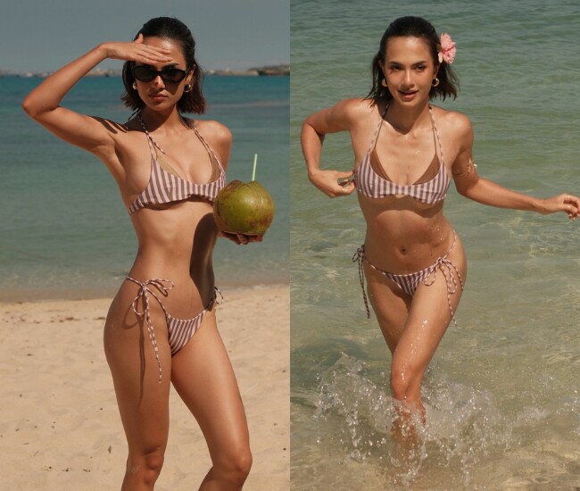 Emma Lê diện bikini khoe vòng eo không chút mỡ thừa. 
