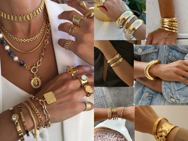 Trang sức bản to, đặc biệt là phụ kiện vàng, chính là linh hồn của phong cách Mob Wife. Những chiếc vòng cổ, khuyên tai hoặc nhẫn oversized giúp tạo điểm nhấn rõ rệt, khiến outfit đơn giản trở nên nổi bật và sang trọng hơn chỉ trong tích tắc.