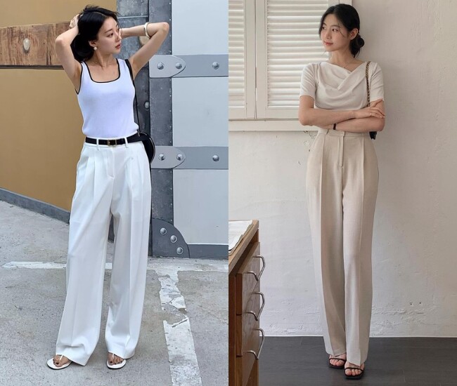 Quần âu ống suông được yêu thích nhờ khả năng giúp đôi chân trông thẳng và thanh thoát hơn. Thiết kế tối giản, dễ phối đồ cũng khiến item này luôn giữ được vẻ thanh lịch và hiện đại nơi công sở.