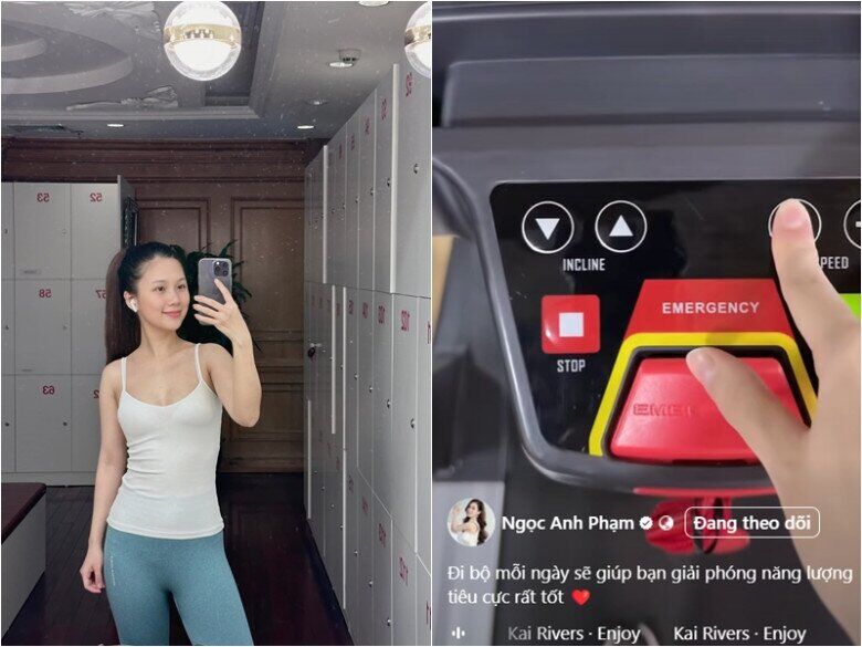 Chỉ sau 3 tuần sinh con, Ngọc Anh đã nhanh chóng lấy lại vóc dáng nhờ chế độ ăn uống khoa học kết hợp tâp gym và đi bộ. 