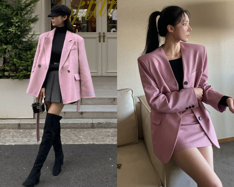 Khi đi cùng chân váy, blazer pastel giúp tổng thể trở nên nữ tính và trẻ trung hơn. Sự kết hợp giữa phom dáng đứng và chất liệu mềm mại tạo cảm giác hài hòa. Đây là lựa chọn phù hợp cho cả đi làm lẫn dạo phố, giúp outfit thêm phần tươi tắn.