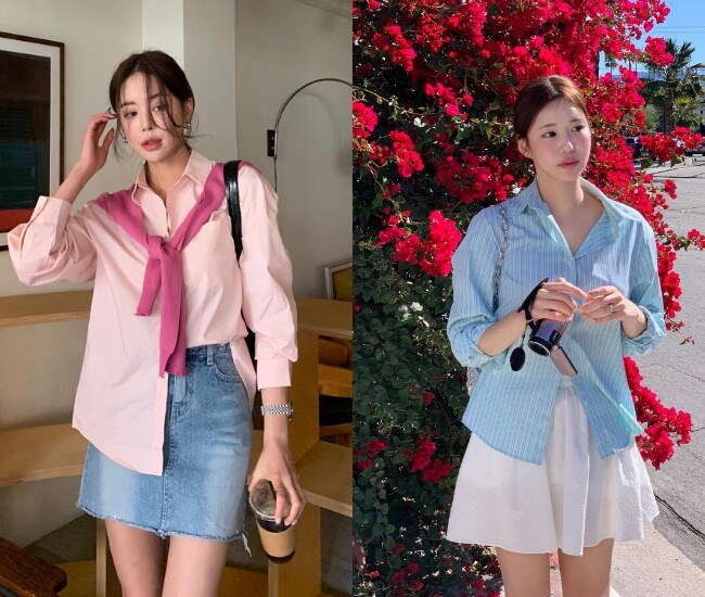 Sơ mi sáng màu giúp outfit mùa Hè trông nhẹ nhàng và tươi sáng hơn. Những gam pastel hoặc trắng dễ phối với nhiều kiểu quần, chân váy khác nhau. Đây là item phù hợp cho cả đi làm lẫn đi chơi, giúp tổng thể luôn gọn gàng và thanh lịch.