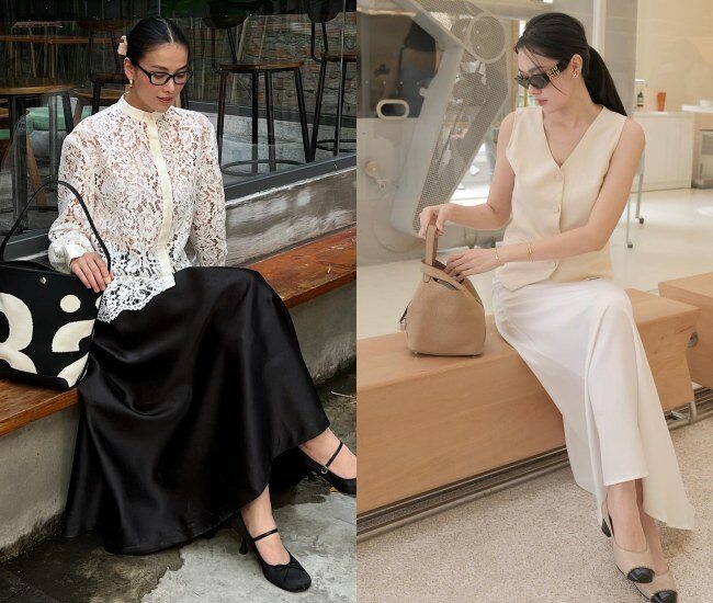 Chân váy satin đang là item được săn đón nhất hiện tại. Xuất hiện dày đặc trên street style và mạng xã hội, kiểu váy này ghi điểm nhờ vẻ ngoài tinh tế, dễ mặc, giúp chị em trông trẻ trung hơn mà vẫn giữ được sự thanh lịch. Đây cũng là item được nhiều mỹ nhân Việt lựa chọn.