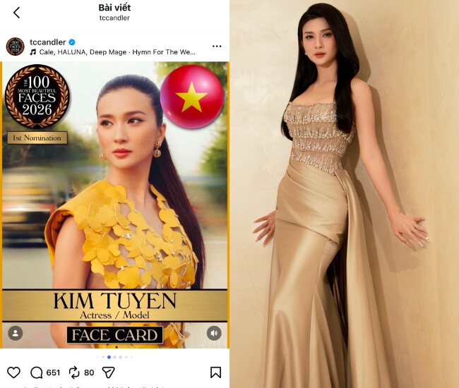 NSƯT Kim Tuyến là mỹ nhân tiếp theo lọt đề cử Top 100 gương mặt đẹp nhất thế giới.