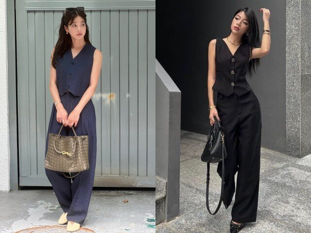Áo gile khi phối cùng quần âu tạo cảm giác hiện đại và có điểm nhấn. Set đồ trở nên đồng bộ hơn nếu chọn cùng tông màu. Đây là cách phối giúp tổng thể trông gọn gàng, phù hợp với những ai muốn làm mới phong cách nhưng vẫn giữ nét thanh lịch.