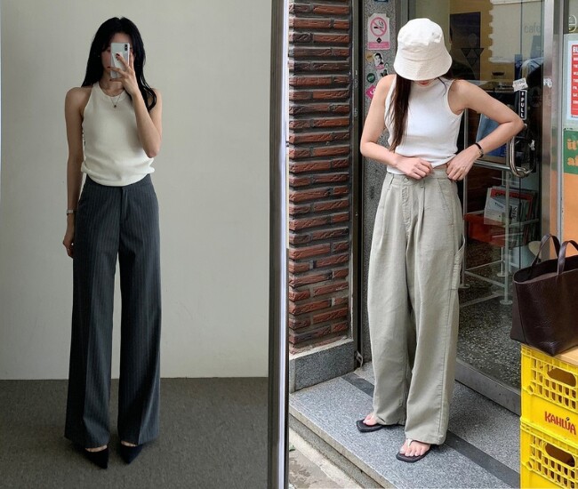 Áo ba lỗ là item tối giản nhưng lại giúp tổng thể trông tinh tế hơn khi phối cùng quần ống suông. Thiết kế gọn gàng tôn vai và cổ, mang đến vẻ ngoài vừa gợi cảm vừa thanh lịch, đặc biệt phù hợp những ngày hè nóng.