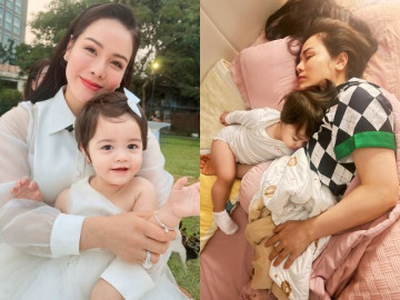 Nhật Kim Anh xúc động khi con gái lai Tây bịn rịn tiễn mẹ đi làm, tối về mệt lả liền được ái nữ "an ủi"