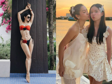 Mẹ 3 con diện áo tắm khoe cơ bụng số 11 cực phẩm, con gái giấu kín suốt 9 năm giờ "trổ mã" xinh đẹp như thiếu nữ