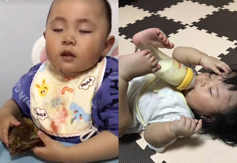 Trẻ nhỏ tuổi ăn, tuổi ngủ, tuổi chơi để lớn. Nên bố mẹ thấy con ăn được, ngủ được, chơi được đều rất vui mừng. Có những khoảnh khắc hài hước của các nhóc tì khi không cưỡng lại nổi cơn buồn ngủ ập đến, khiến bố mẹ trông thấy mà cười bể bụng.