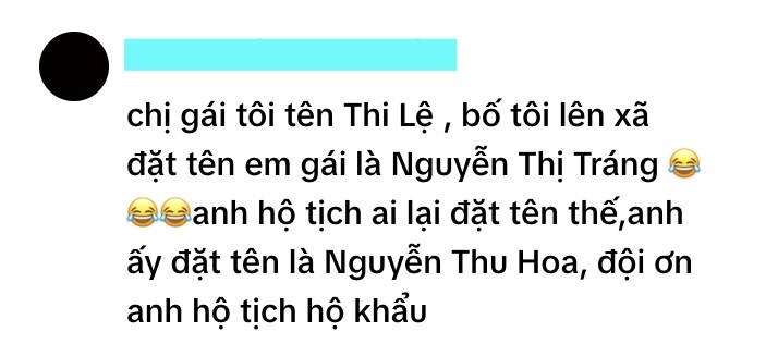 Một tài khoản mxh chia sẻ về câu chuyện đặt tên trong gia đình mình.