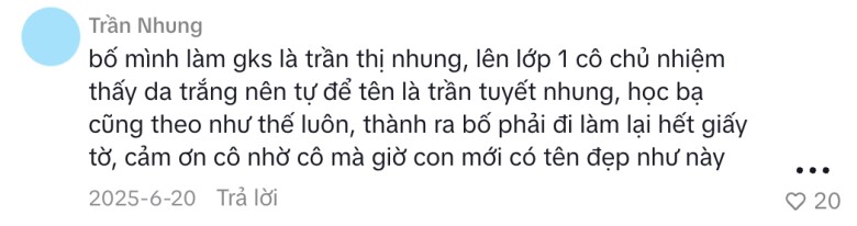 Một tài khoản mxh chia sẻ về sự ra đời cái tên của mình.
