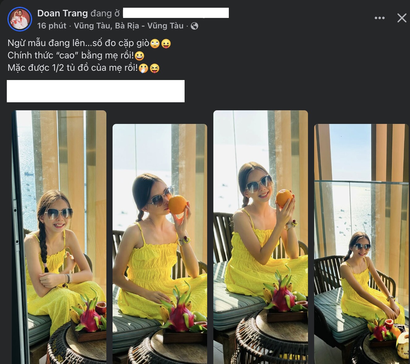 Con gái Đoan Trang càng lớn càng xinh xắn, chiều cao vượt trội.