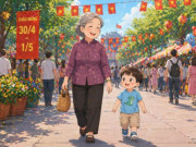 Yêu con - Trong bức hình, bà nội đã mắc một sai lầm khi đưa cháu trai đi chơi dịp Lễ, ai tinh ý mới nhìn ra