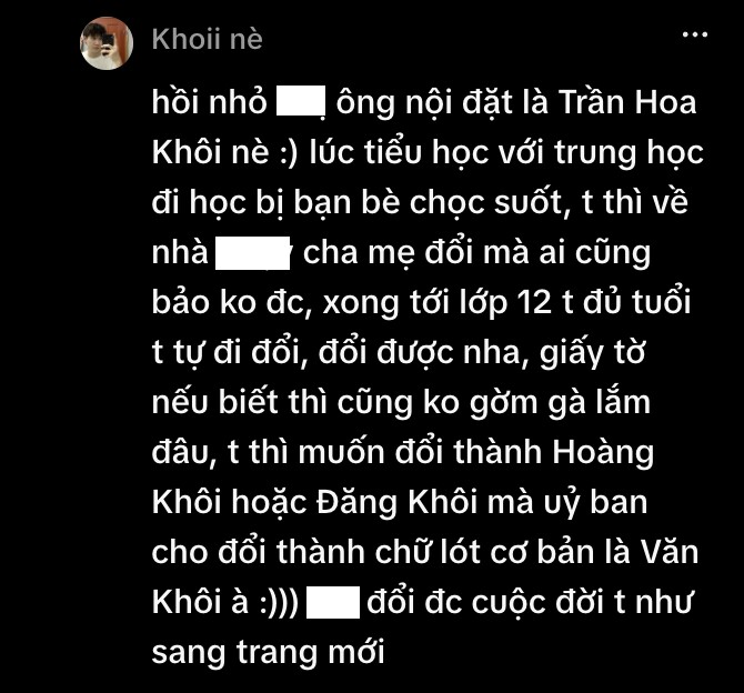 Chàng trai chia sẻ về câu chuyện gia đình đặt tên cho mình.