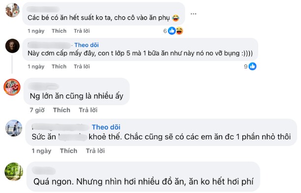 Dân tình xôn xao bàn tán về lượng thức ăn, vì không biết là của giáo viên hay học sinh.