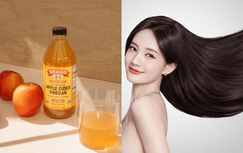 Giấm táo giúp hỗ trợ làm sạch cặn tóc, giúp mái tóc bóng mượt và cân bằng hơn.