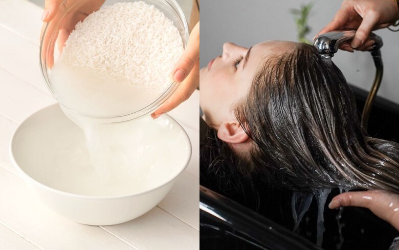 Nước vo gạo – mẹo chăm tóc dân gian giúp giảm rối, hỗ trợ tóc mềm mượt hơn.