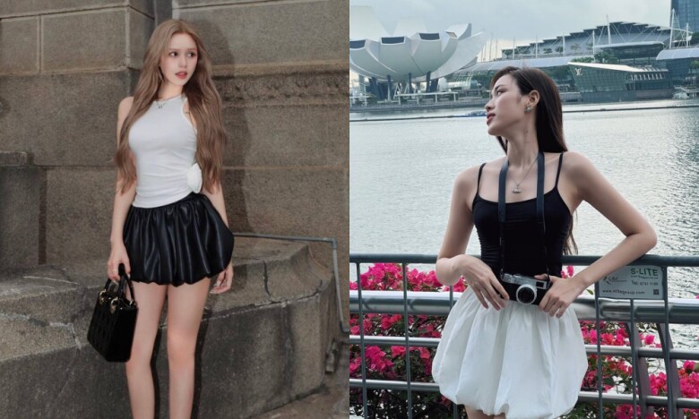 Xoài Non và Đỗ Thị Hà đều sở hữu chân váy bí trong tủ đồ.