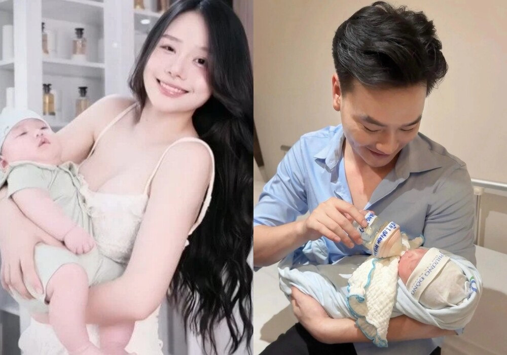 Cả 2 vợ chồng nghiện khoe con sau khi quý tử chào đời.
