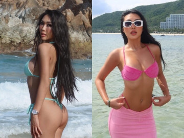 Giải trí - Hoa hậu nhuộm da nâu bóng nóng bỏng với bikini, chăm diện đồ o ép vòng 1, là mỹ nhân Người Ấy Là Ai
