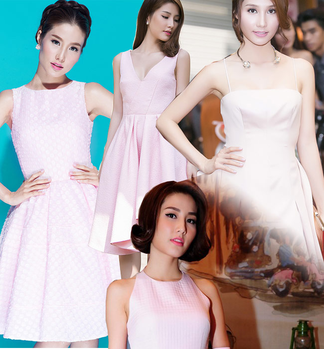 Bên cạnh những bộ đầm sexy táo bạo, diễn viên Diễm My 9X cũng thường xuyên chọn váy đầm pastel.

