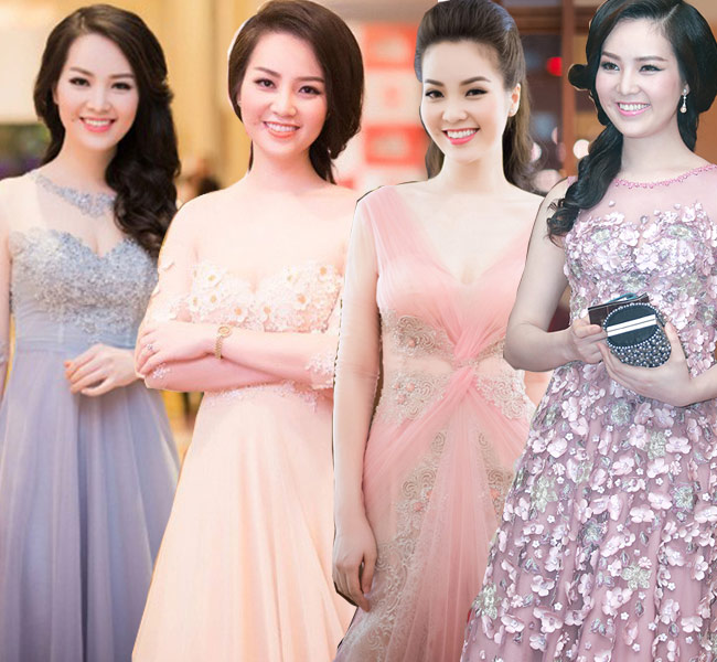 MC Thụy Vân thường trung thành với kiểu váy đầm mỏng manh, mang sắc màu dịu ngọt khi đi sự kiện hay dẫn chương trình quan trọng.

