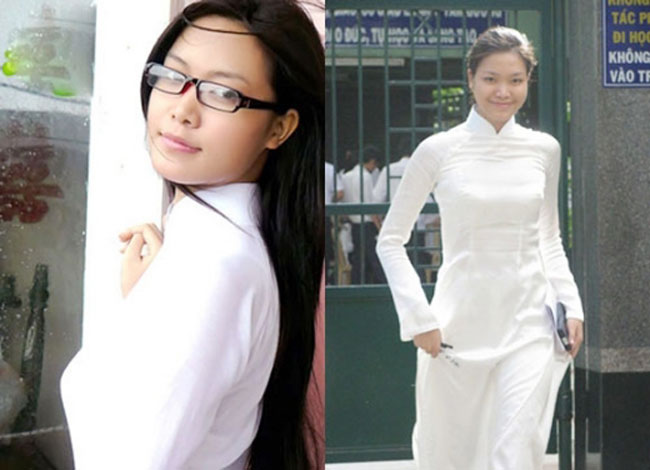 Hoa hậu Thùy Dung sở hữu thân hình tuyệt đẹp trong tà áo dài. 

