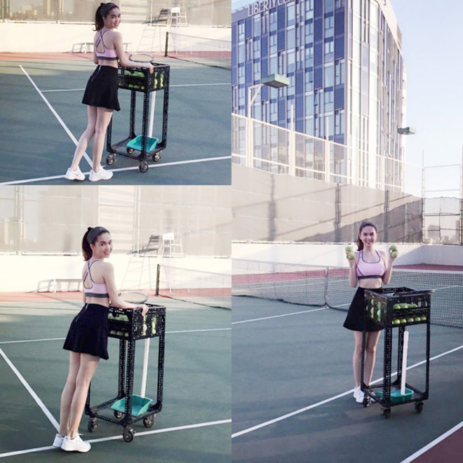 Ngọc Trinh lắc mông, tạo dáng amp;#34;điên đảoamp;#34; trên sân tennis khiến fan cười đau bụng - 19