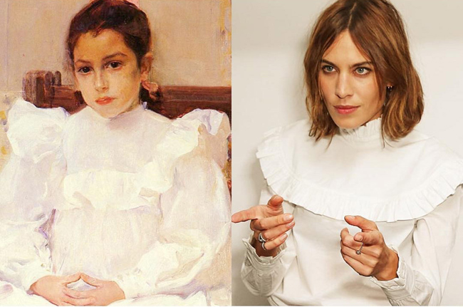 Những chiếc áo xếp bèo luôn được yêu thích trong nhiều giai đoạn, điều đó được thể hiện rõ ràng qua bức tranh "María" của Joaquín Sorolla (1900), Alexa Chung của hiện tại.
