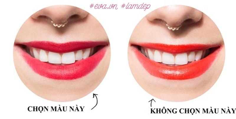 Son đỏ: nên chọn những màu có ánh xanh (tông lạnh, thiên về cảm giác màu tím).
