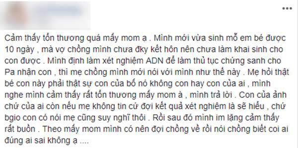 Mới sinh con, mẹ chồng hỏi ngay “con của bố nó hay của ai” khiến bà mẹ trẻ sốc nặng - 1