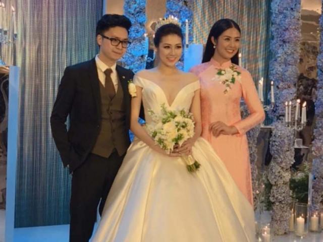 Á hậu Tú Anh lộng lẫy như công chúa sánh đôi bên chú rể trong tiệc cưới