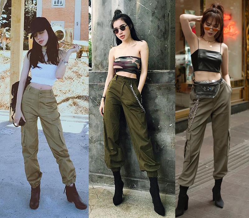 Áo croptop và quần hộp ống chung đang là công thức phối được nhiều sao yêu thích.
