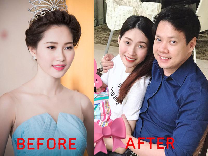 Hoa hậu Đặng Thu Thảo ăn mặc kín đáo chuẩn bà mẹ bỉm sữa. 
