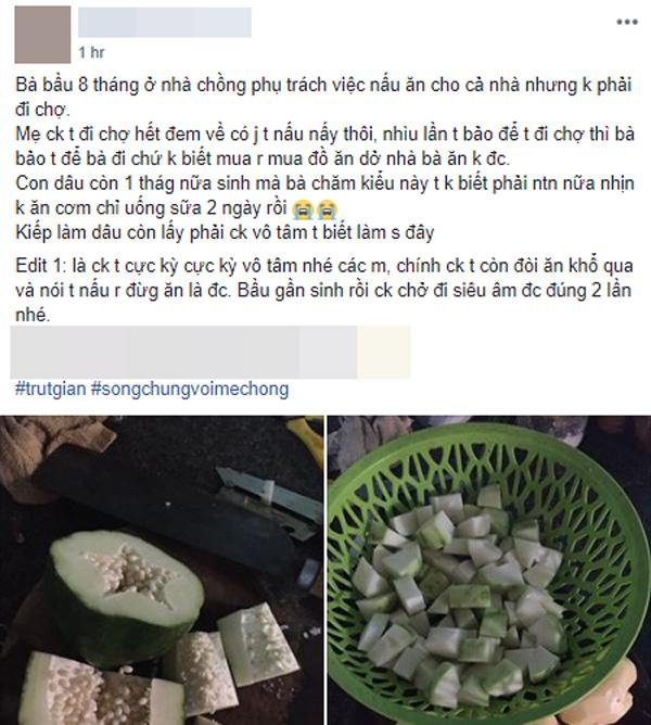 Con dâu hoang mang khi bầu 8 tháng, mẹ chồng đi chợ mua toàn đồ ăn dễ sảy thai - 1
