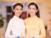 Sao Việt - Hoa hậu Phí Thuỳ Linh "quảng cáo" áo dài cho cô bạn thân Ngọc Hân